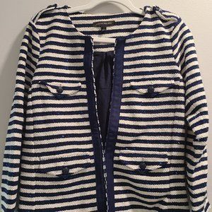 Banana Republic Navy Shimmer and White Striped Jacket, Size 2, Lightly Worn